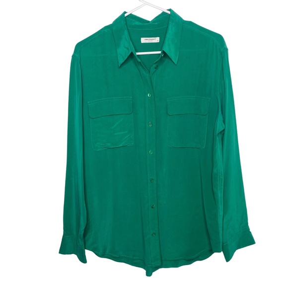 Equipment Tops - Equipment Size M Medium silk shirt kelly green